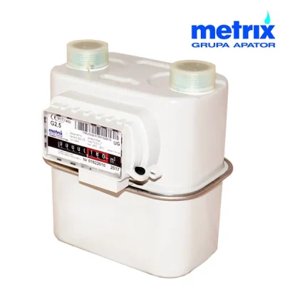 Medidores de gas domiciliario tipo diafragma, Apator Metrix - G2,5 (cnx 1 1/4" - 130mm entre ejes)