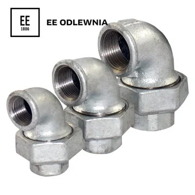 Codo de 90º con unión doble de asiento plano (H-H) galvanizado, EE