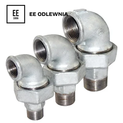 Codo de 90º con union doble de asiento plano (H-M) galvanizado, EE