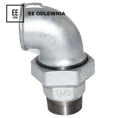 Codo de 90º con unión doble de asiento cónico (H-M) galvanizado, EE - 1 1/2"