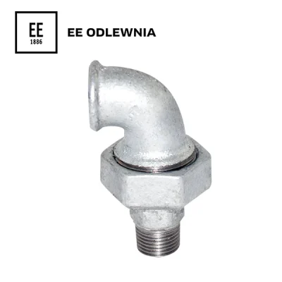 Codo de 90º con unión doble de asiento cónico (H-M) galvanizado EE – 1/2"