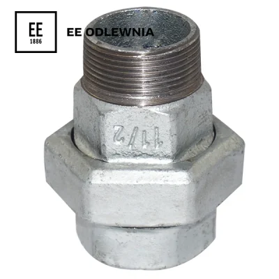 Union doble de asiento cónico (H-M) galvanizado, EE - 1 1/2"