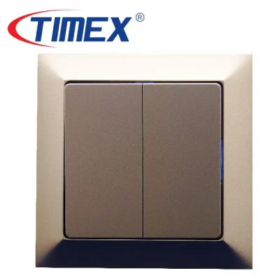 Placa interruptor eléctrico doble PREMIUM dorado, Timex