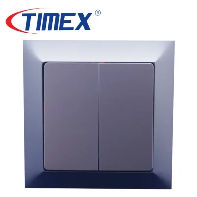 Placa interruptor eléctrico doble PREMIUM plateado, Timex