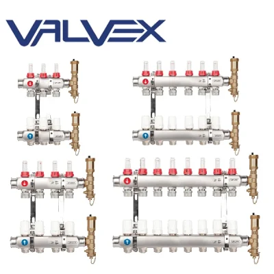 Kit completo de colectores BASE INOX PLUS K5 para suelo radiante, Valvex