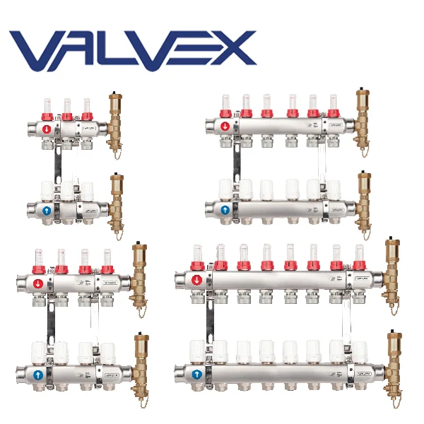 Kit completo de colectores BASE INOX PLUS K5 para suelo radiante, Valvex