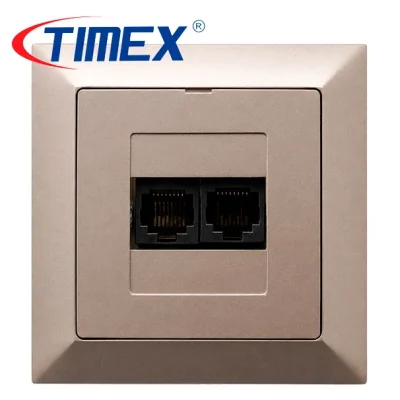 Placa toma internet RJ45 doble PREMIUM dorado, Timex