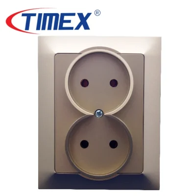 Placa tomacorrientes eléctrico doble PREMIUM dorado, Timex