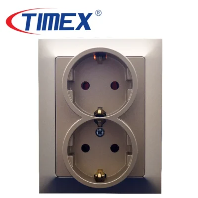 Placa tomacorrientes eléctrico doble schuko PREMIUM dorado, Timex
