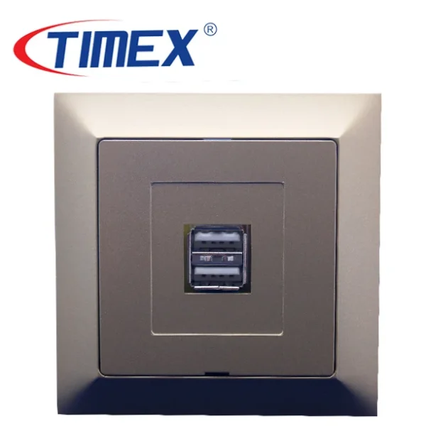 Placa toma USB doble PREMIUM dorado, Timex