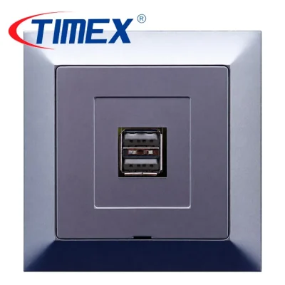 Placa toma USB doble PREMIUM plateado, Timex