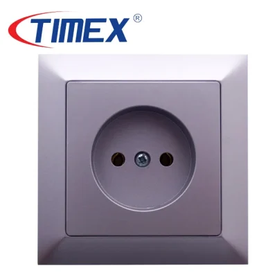 Placa tomacorrientes eléctrico simple schuko PREMIUM plateado, Timex