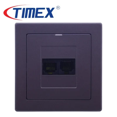 Placa toma internet RJ45 doble PREMIUM grafito, Timex
