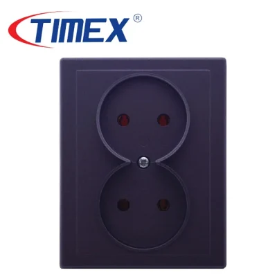 Placa tomacorrientes eléctrico doble JOWISZ grafito, Timex
