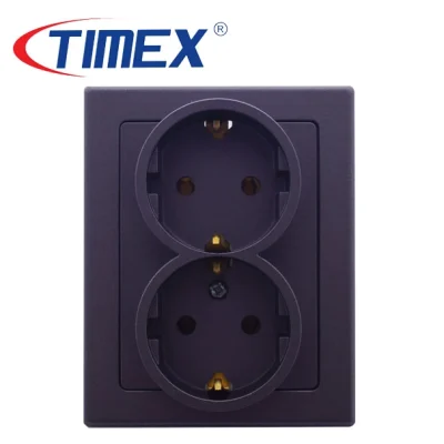Placa tomacorrientes eléctrico doble schuko JOWISZ grafito, Timex