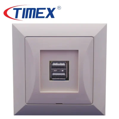 Placa toma USB doble OPAL beige, Timex