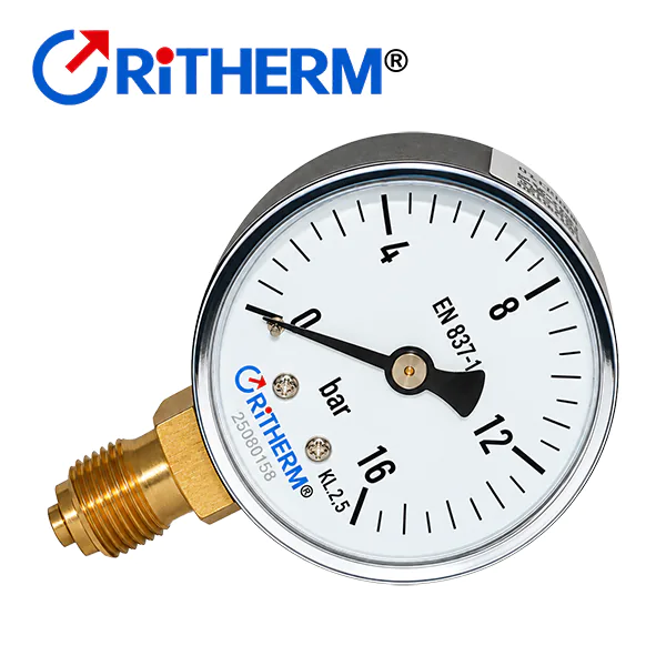 Manómetro tipo cápsula de 16 bar Ritherm, conexión radial