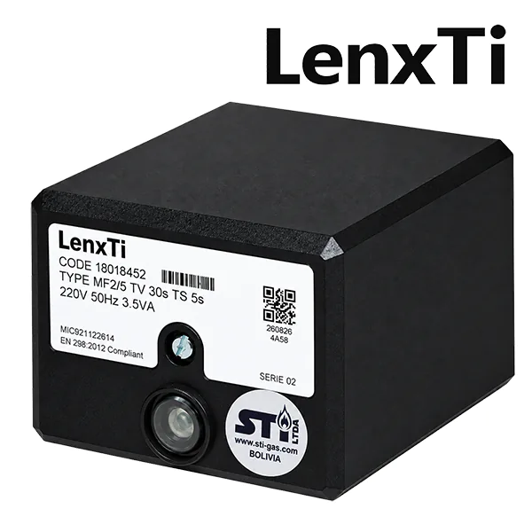 programador de llama MF2 LenxTi, modelo MF2/5, vista frontal con etiqueta