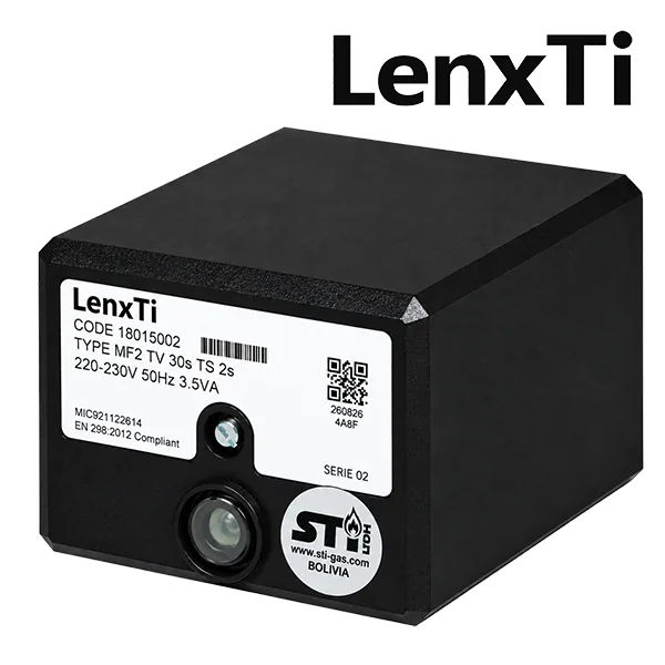 programador de llama MF2 LenxTi, modelo MF2, vista frontal con etiqueta